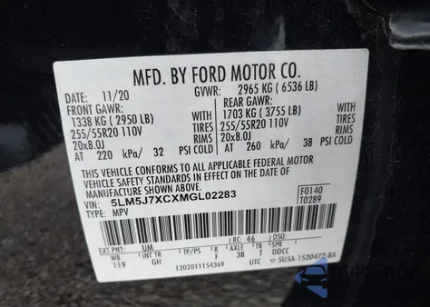 2021 Lincoln Aviator Reserve from USA, damaged, VIN 5LM5J7XCXMGL02283